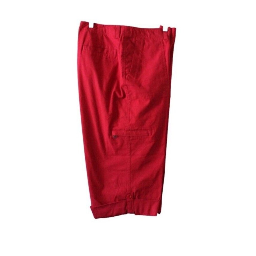 Fieldgear Women's Size 16  Capri Pants Red Denim High Waist Flat Front NWT